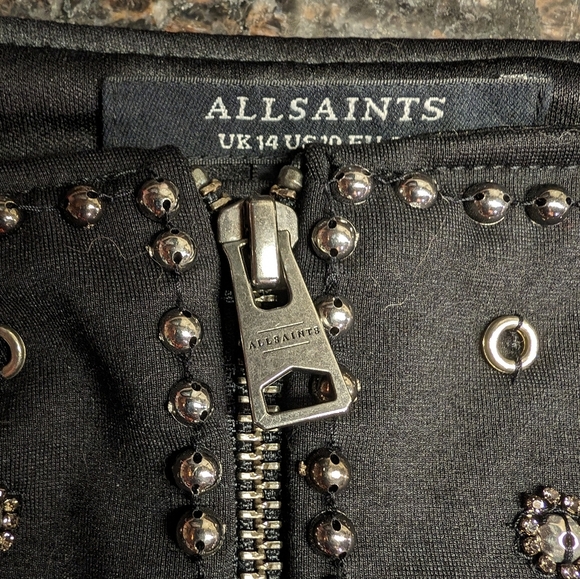 Allsaints Cassidy Zip Up Embellished Mini Skirt - Black studded - Picture 8 of 13